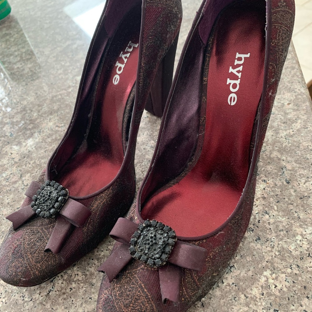 Hype Red Elegant Heels with Crystal Bow